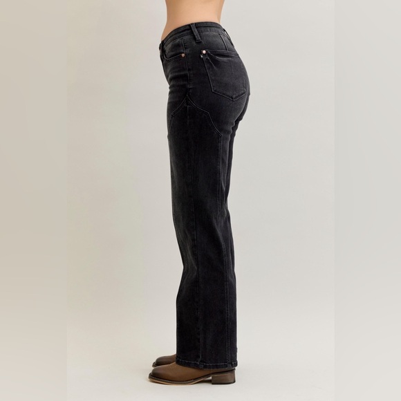 NEW 🎉Judy Blue Mid Rise Straight Western Seam Detail Jeans - Picture 9 of 11
